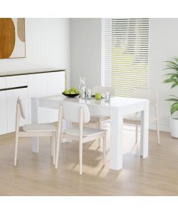 Tavolo da Pranzo Bianco Lucido 140x74,5x76 cm Legno Multistrato