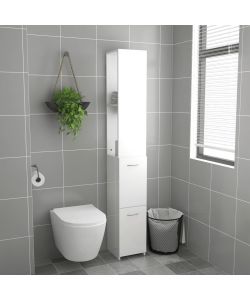 Armadietto Bagno Bianco Lucido 25x26,5x170 cm Legno Multistrato