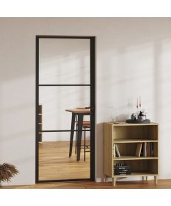 Porta da Interno ESG Vetro e Alluminio 83x201,5 cm Nera 151199