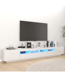 Mobile Porta TV con Luci LED Bianco Lucido 260x35x40 cm