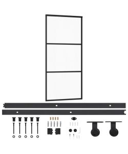 Porta Scorrevole con Kit Montaggio Vetro ESG Alluminio 90x205cm 3081941