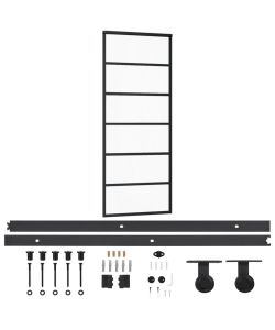 Porta Scorrevole con Kit Montaggio Vetro ESG Alluminio 76x205cm 3081951