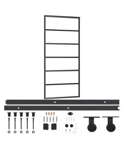 Porta Scorrevole con Kit Montaggio Vetro ESG Alluminio 90x205cm