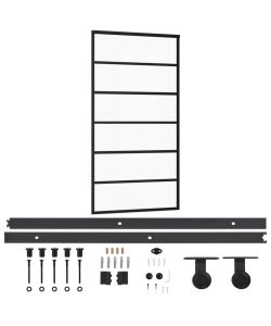 Porta Scorrevole e Kit Montaggio Vetro ESG Alluminio 102x205cm