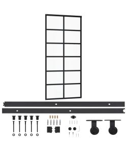 Porta Scorrevole con Kit Montaggio Vetro ESG Alluminio 90x205cm