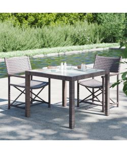 Tavolo Giardino 90x90x75cm Vetro Temperato e Polyrattan Marrone