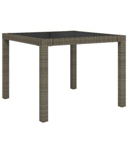 Tavolo Giardino 90x90x75 cm Vetro Temperato e Polyrattan Grigio