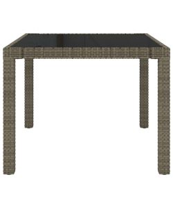 Tavolo Giardino 90x90x75 cm Vetro Temperato e Polyrattan Grigio