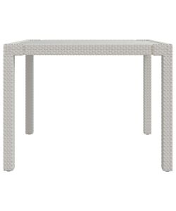 Tavolo Giardino 90x90x75 cm Vetro Temperato e Polyrattan Bianco