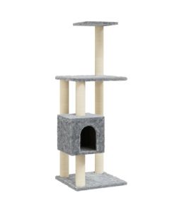 Albero per Gatti con Tiragraffi in Sisal Grigio Chiaro 104 cm