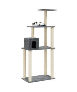 Albero per Gatti con Tiragraffi in Sisal Grigio Scuro 147 cm