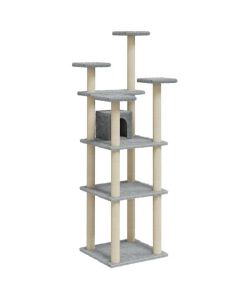 Albero per Gatti con Tiragraffi in Sisal Grigio Chiaro 171 cm