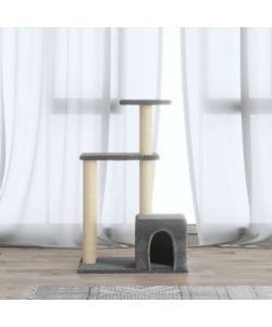 Albero per Gatti con Tiragraffi in Sisal Grigio Chiaro 71 cm