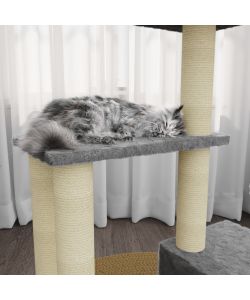 Albero per Gatti con Tiragraffi in Sisal Grigio Chiaro 71 cm