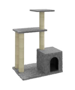 Albero per Gatti con Tiragraffi in Sisal Grigio Chiaro 71 cm