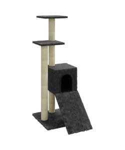 Albero per Gatti con Tiragraffi in Sisal Grigio Scuro 92 cm