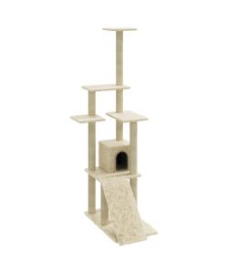 Albero per Gatti con Tiragraffi in Sisal Crema 155 cm