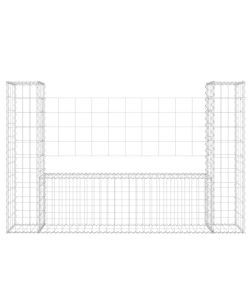 Cesto Gabbione a U con 2 Pali in Ferro 140x20x100 cm