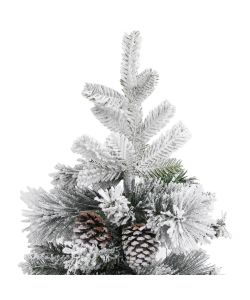 Albero di Natale con Neve Floccata e Pigne 150 cm in PVC e PE