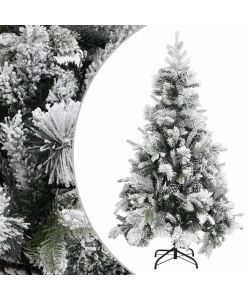 Albero di Natale con Neve Floccata e Pigne 195 cm PVC e PE