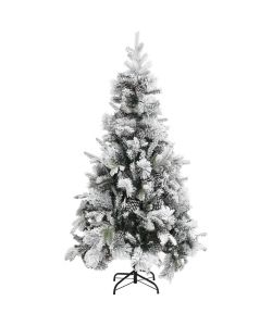Albero di Natale con Neve Floccata e Pigne 225 cm PVC e PE