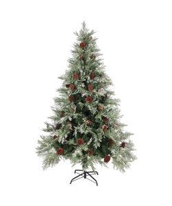 Albero di Natale con Pigne Verde e Bianco 120 cm in PVC e PE