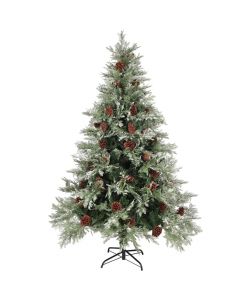 Albero di Natale con Pigne Verde e Bianco 150 cm in PVC e PE