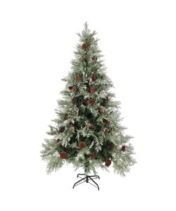 Albero di Natale con Pigne Verde e Bianco 195 cm in PVC e PE