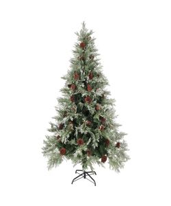 Albero di Natale con Pigne Verde e Bianco 225 cm in PVC e PE