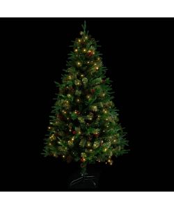 Albero di Natale con LED e Pigne Verde 195 cm PVC e PE