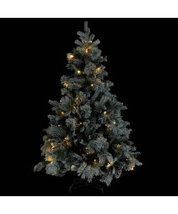 Albero di Natale con Neve Floccata LED e Pigne 150 cm PVC e PE