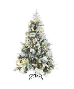 Albero di Natale con Neve Floccata LED e Pigne 150 cm PVC e PE