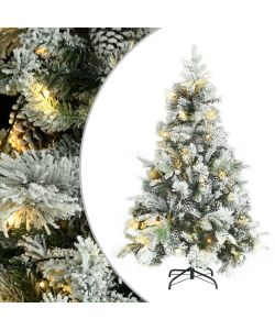 Albero di Natale con Neve Floccata LED e Pigne 150 cm PVC e PE