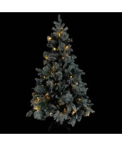 Albero di Natale con Neve Floccata LED e Pigne 195 cm PVC e PE