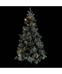 Albero di Natale con Neve Floccata LED e Pigne 225 cm PVC e PE