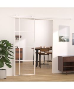 Porta Scorrevole ESG Vetro e Alluminio 76x205 cm Bianca