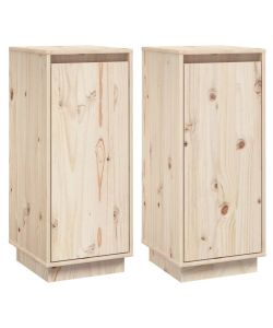 Credenze 2 pz 31,5x34x75 cm in Legno Massello di Pino