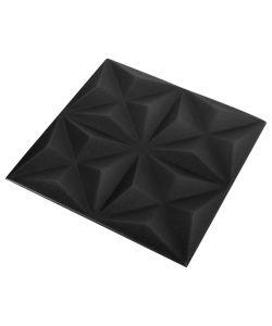 Pannelli Murali 3D 48 pz 50x50 cm Neri Origami 12 mq