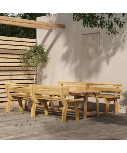 Set da Pranzo da Giardino BIG in Legno di Pino Impregnato