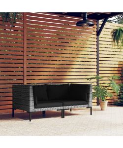 Divani da Giardino 2 pz con Cuscini in Polyrattan Mezzo Tondo