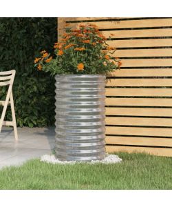 Vaso Giardino Acciaio Verniciato a Polvere 40x40x68 cm Argento