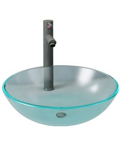 Lavandino con Rubinetto e Piletta in Vetro Temperato Satinato