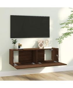 Mobile TV Muro Rovere Marrone 100x30x30cm Legno Ingegnerizzato