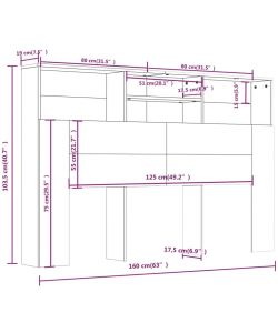 vidaXL Testiera con Contenitore per Letto - Bianco 160 cm
