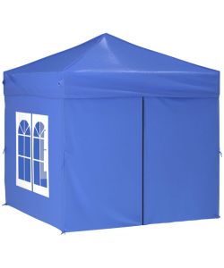 Tenda per Feste Pieghevole con Pareti Laterali Blu 2x2 m