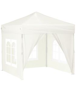 Tenda per Feste Pieghevole con Pareti Laterali Crema 2x2 m