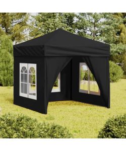 Tenda per Feste Pieghevole con Pareti Laterali Nero 2x2 m