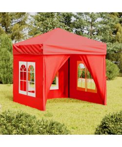 Tenda per Feste Pieghevole con Pareti Laterali Rosso 2x2 m