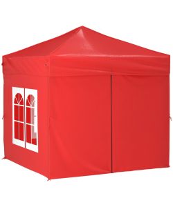 Tenda per Feste Pieghevole con Pareti Laterali Rosso 2x2 m