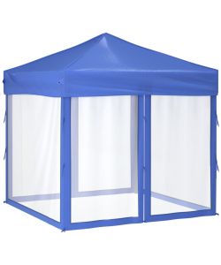 Tenda per Feste Pieghevole con Pareti Laterali Blu 2x2 m